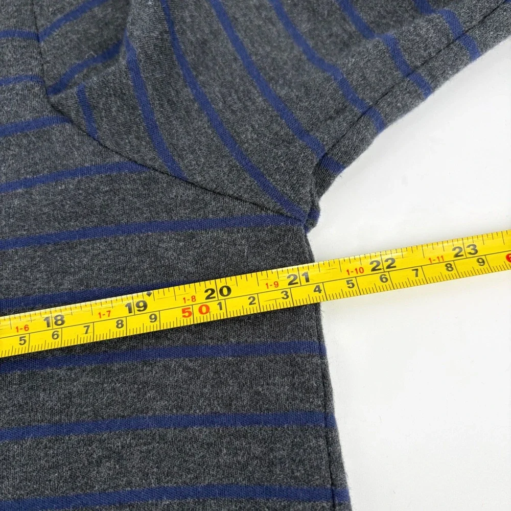 Polo Ralph Lauren Mens L‎ Rugby Long Sleeve Striped Polo Shirt Grey Blue Cotton